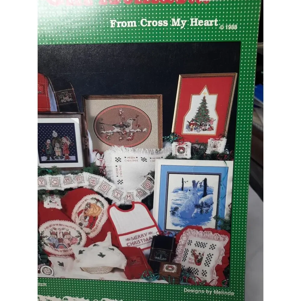 1988 Cross My Heart Cross Stitch Pattern Leaflet Merry Christmas 23 Charts